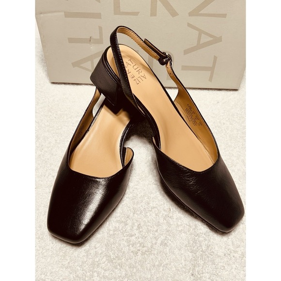 Naturalizer Shoes - Naturalizer Women's Jayla Low Heel Slingback Black Leather Pump 8.5 WW Comfort